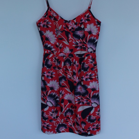 J.Crew Coral & Navy Mini Floral Printed Dress - Picture 4 of 6